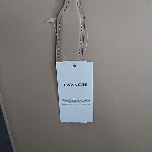 COACH Pebble Leather Tote Bag Taupe - Picture 10 of 12